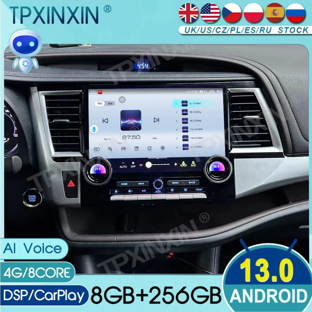 12.6” For Toyota Highlander 2015~2021 Android Auto Carplay Car Radio Stereo Automotive Multimedia Player GPS Navigat Head Unit