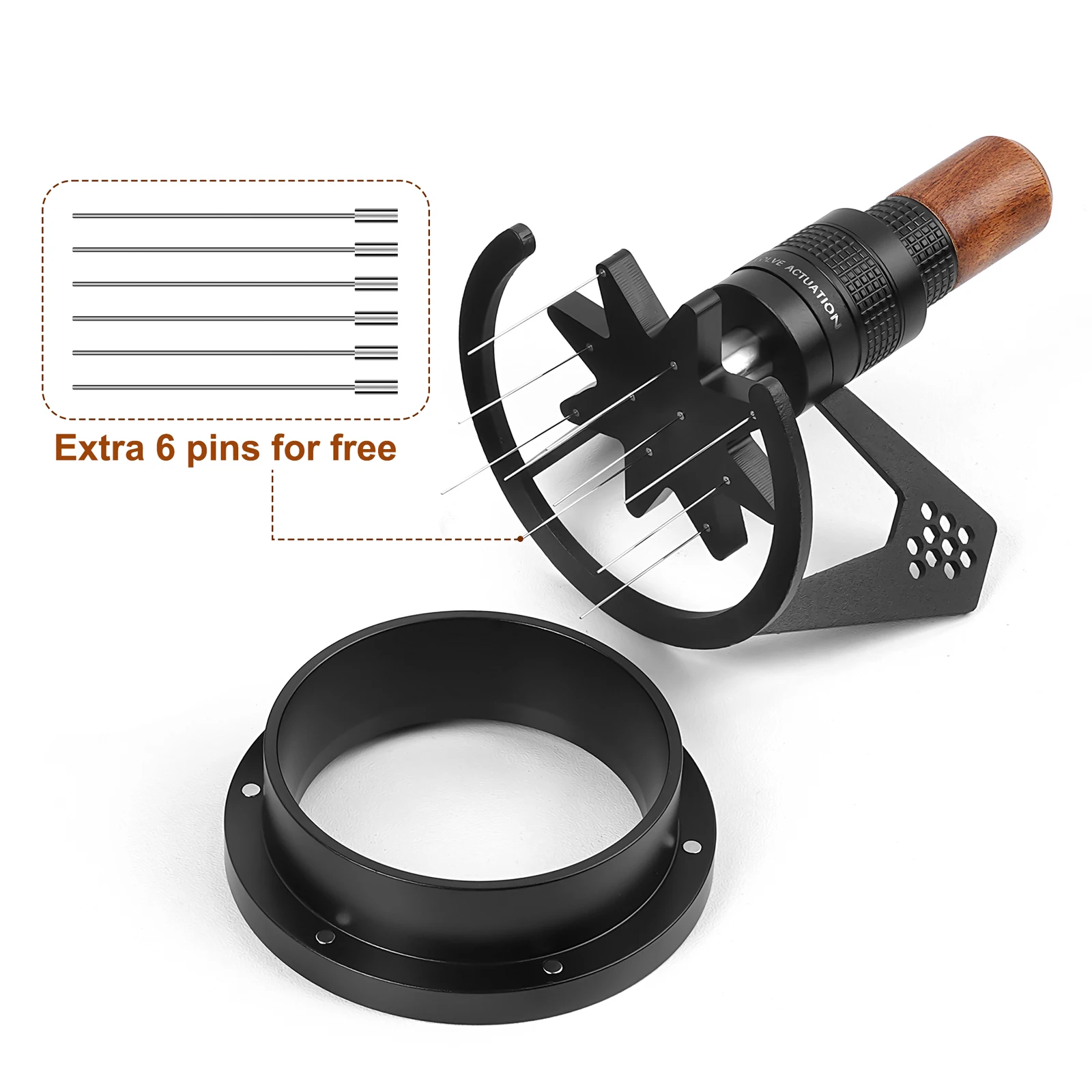 IKAPE Rotary WDT Tools, strumento di distribuzione dell'agitatore per caffè Espresso per Barista, agitatore per caffè Espresso a 8 aghi da 0.4MM con supporto