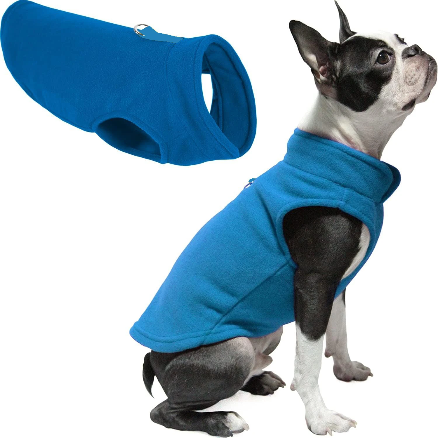 Fleece Dog Vest, Warm Pullover Fleece Dog Jacket with O-Ring Leash - Winter Small Dog Sweater Coat - Cold Weather Dog Cl