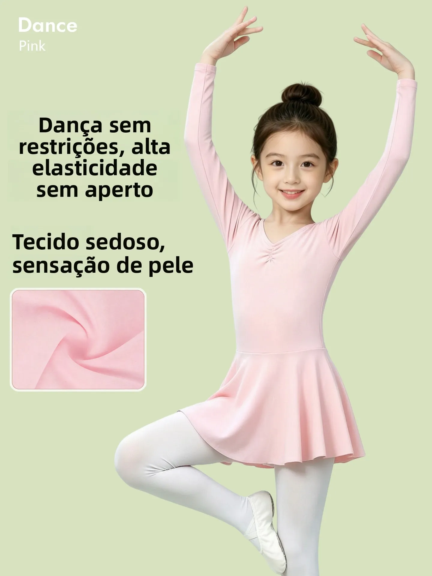 女の子バレエダンススーツ長袖レオタード体操服ピンクチュチュスカート子供パフォーマンス服-ki-ruru