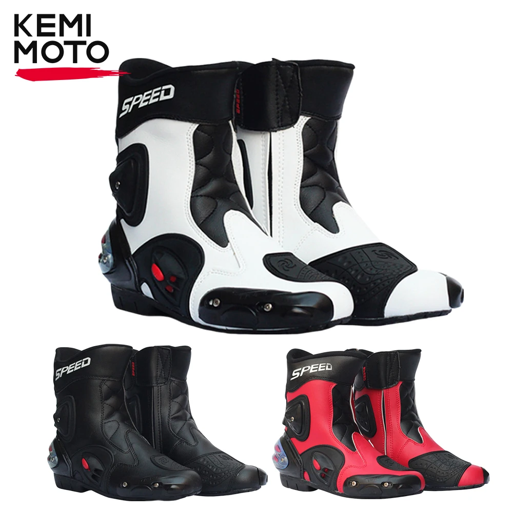 

Motorcycle Boots Men Riding Motocross Motorbike Off-Road Racing Shoes PU Leather Shifter Accessories Waterproof Anti-collision