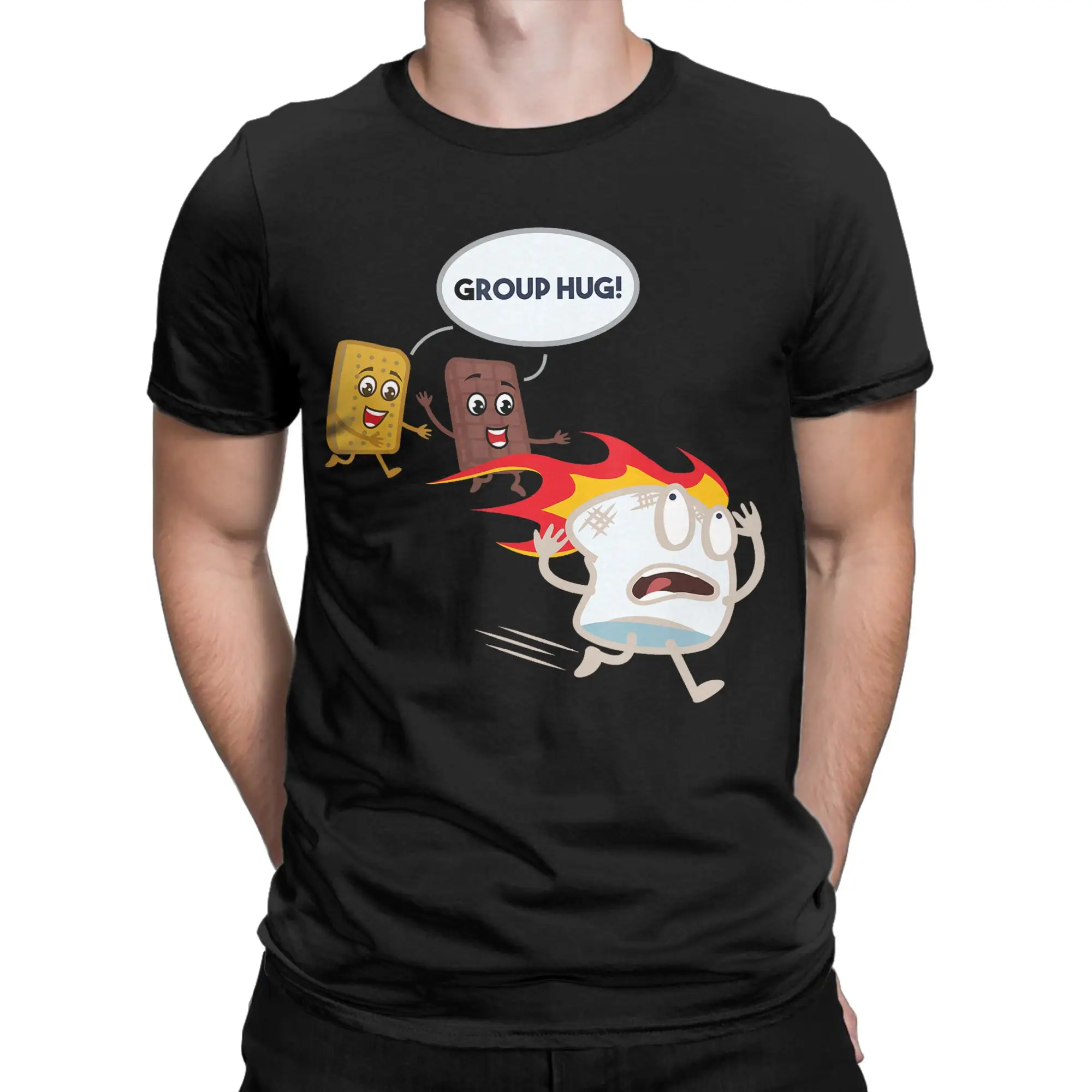 Casual T Shirt Summer Funny for Men Smores Camping Roasting T Shirts  Cotton Tee Shirt for Men's Awesome Short Sleeve Tees