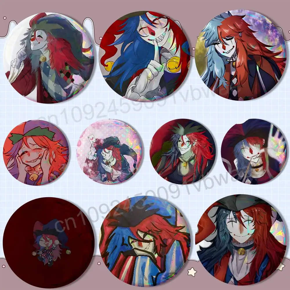Broches y pines creativos exquisitos con diseño de juego 'Trapped with Jester Round' para ropa, sombreros, mochilas y accesorios de regalo