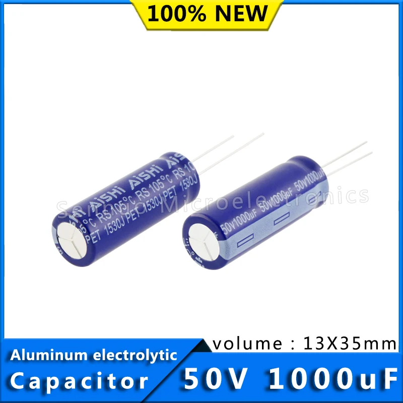 5Pcs 50V 1000UF 13*3513x35 mm Aluminum Electrolytic Capacitor High Temperature Resistant 105° High Frequency Low Resistance