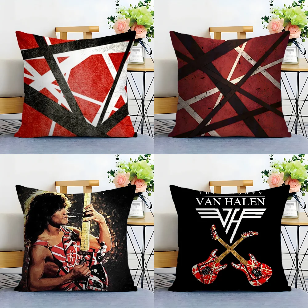 E-Eddie Van Halen Graphic Guitar Pillow Case Plush Fabric Soft  Pillowcase Double Sided Print Cushion Cover Household Gifts