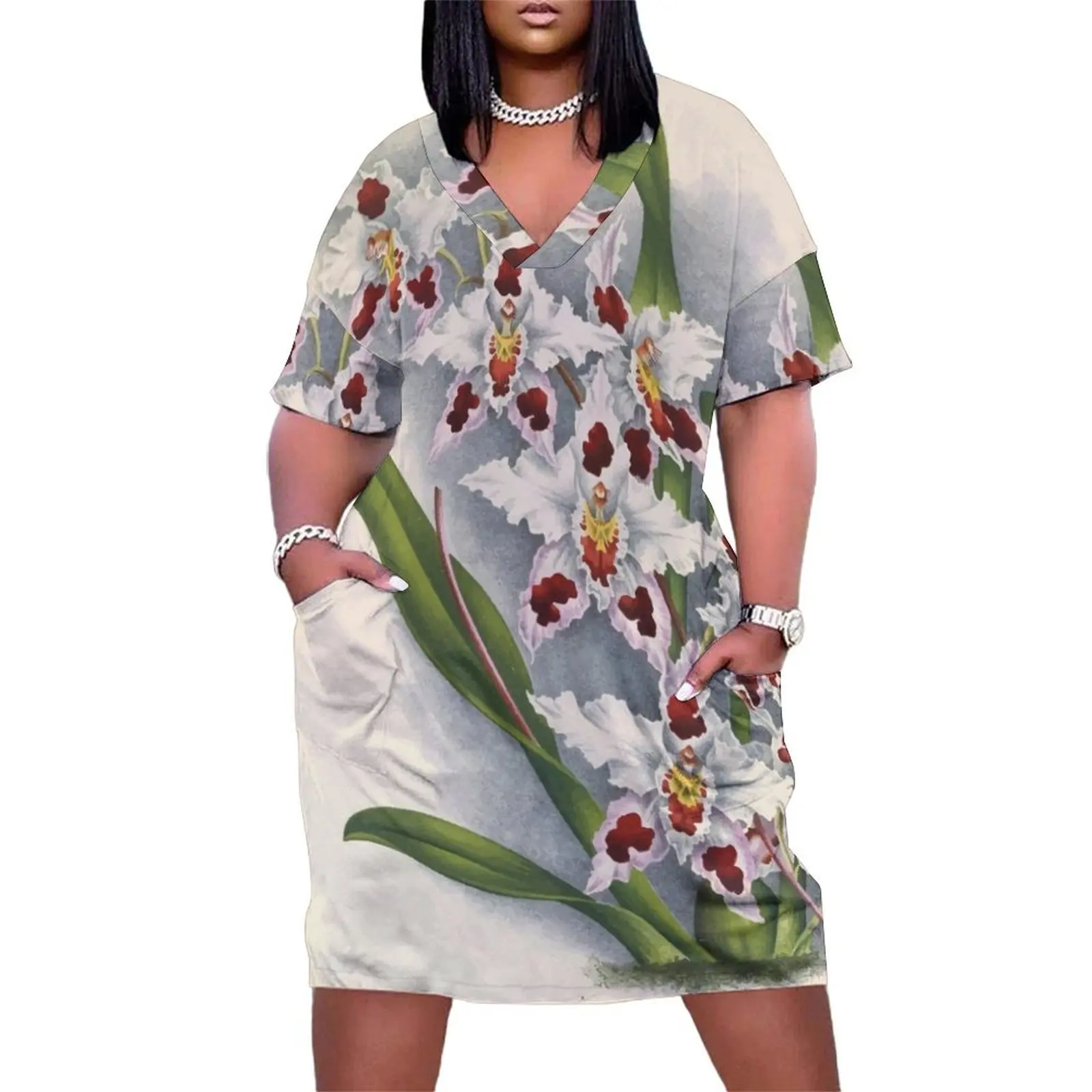 Iconagraphy of Orchids Iconographie des Orchide?es Jean Jules Linden V14 1898 0050 Loose Pocket Dress summer dress Elegant gown