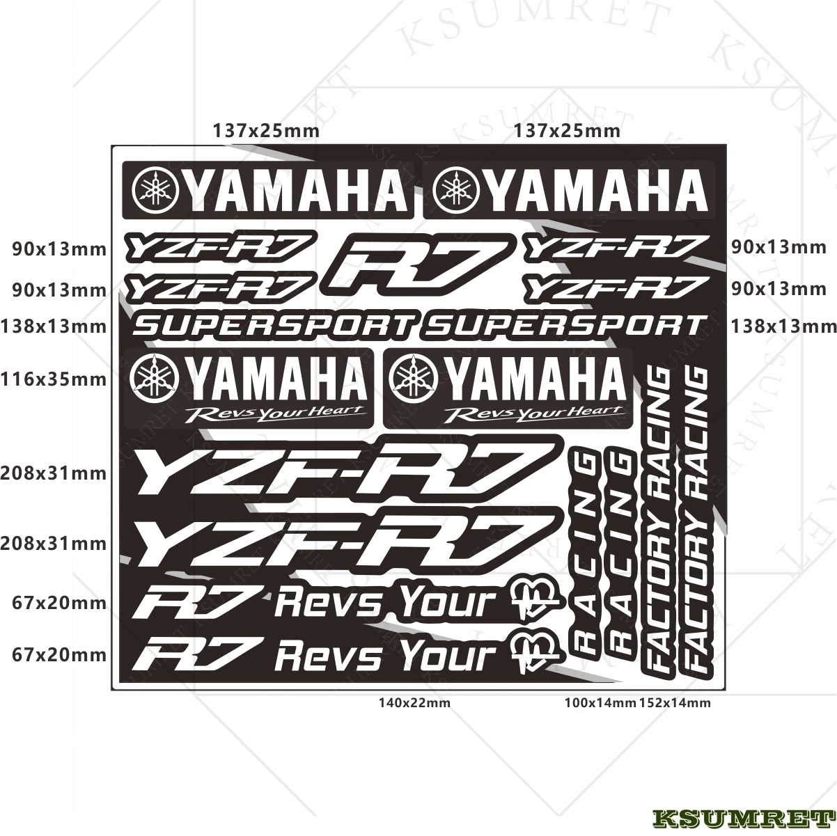 For Yamaha R7 Logo Sticker Motorcycle Decal Waterproof