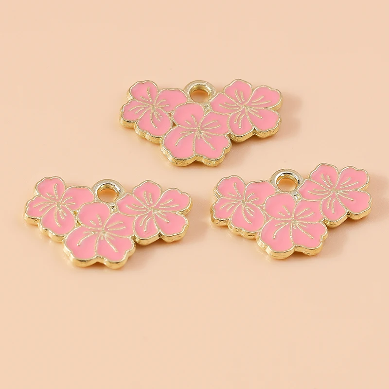 Duarte 20 Teile/los Nette Rosa Farbe Emaille Blume Charms Anhänger für Schmuck Machen DIY Ohrringe Halsketten Armbänder Zubehör – Detail 26