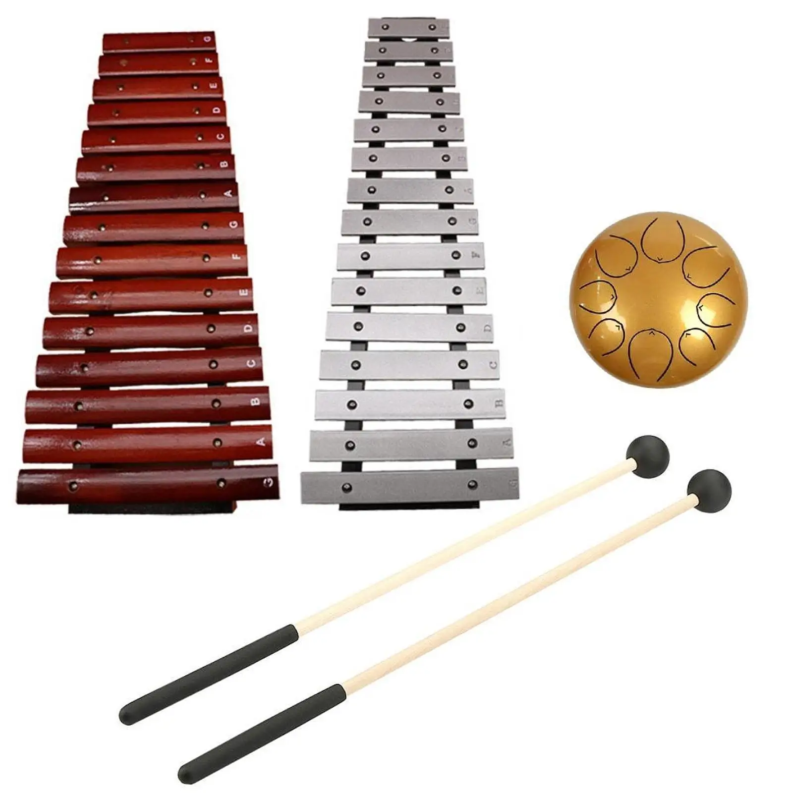 Durable Wood Rubber Drum Mallet Pair 16.93 Inch Percussion Sticks for Marimba Gong Practice Snare Drum Accessories