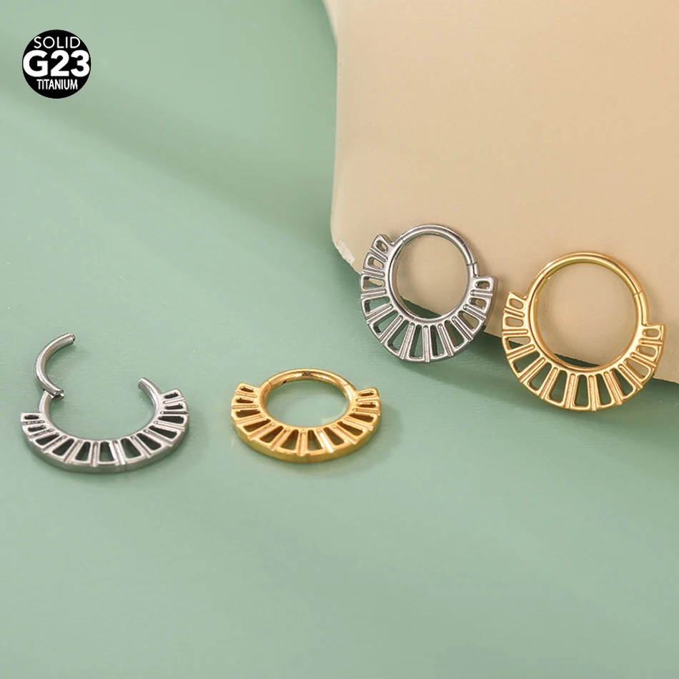 1Pc Titanium CZ Hinged Clicker Segment Hoop Ring CZ Daith Earring Cartilage Conch Tragus Septum Nose Piercing Jewelry 16G