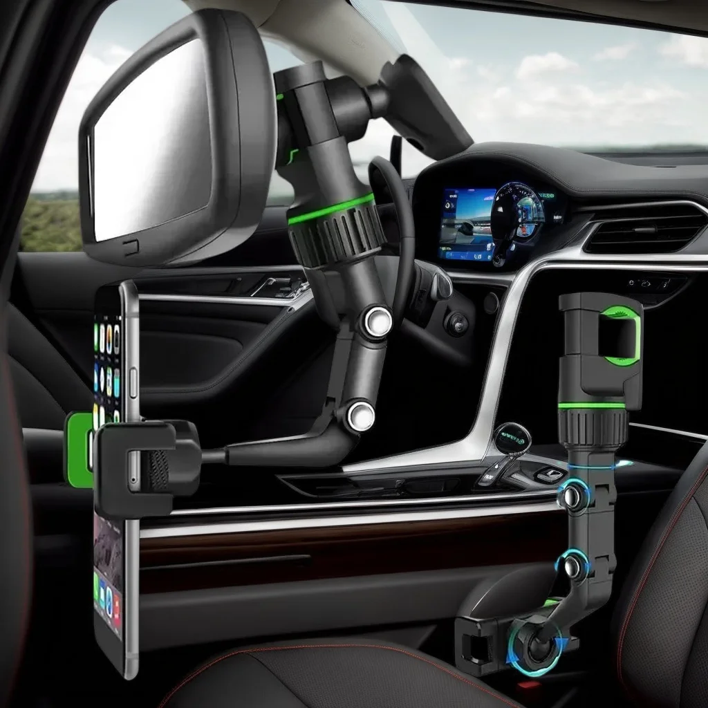 

360 ° Вращающееся и выдвижное автомобильное крепление для телефона — универсальный держатель зеркала заднего вида с многоугольной регулировкой
