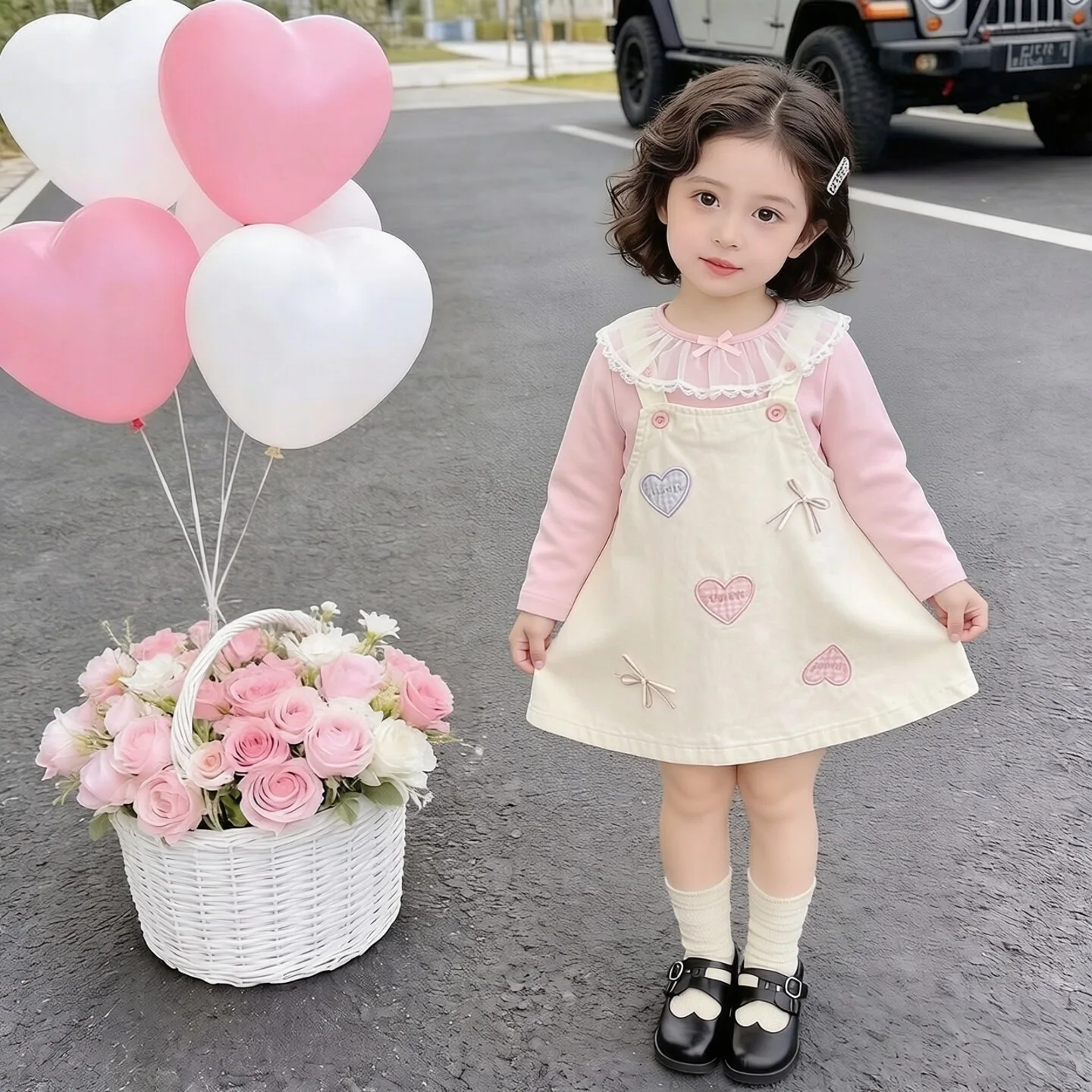Sweet and Lovely Autumn Lace Lapel Bow Love Long Sleeved Casual Color Blocked Dress