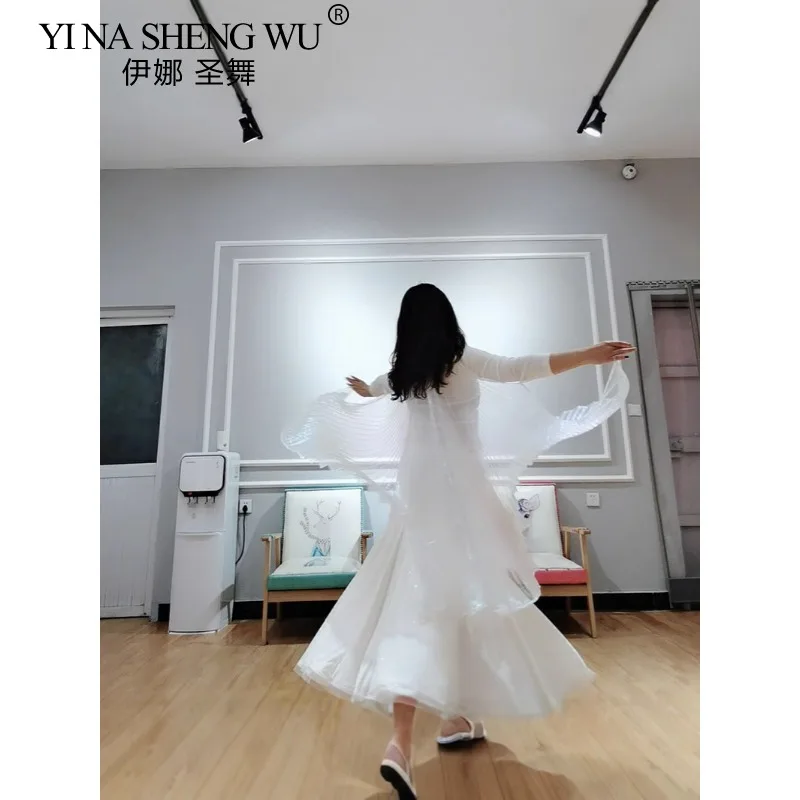 Skrzydła do Tańca Brzucha Symphony Yarn Płaszcz Ręcznie Robione Rekwizyty Skrzydła dla Dorosłych Występ Taneczny Białe Transparentne Kolorowe Skrzydła do Zawieszenia na Szyję