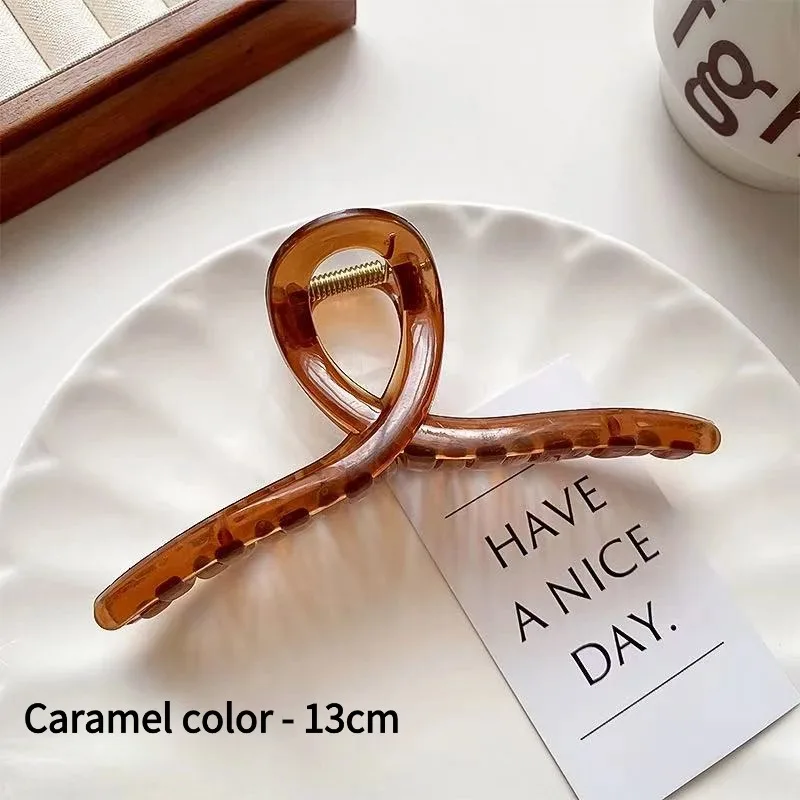 

"13cm Oversized Solid Color Ponytail Claw Clips - 5Pcs Korean Chic Cross Design, Durable PS Hair Accessories for Women & Girls (