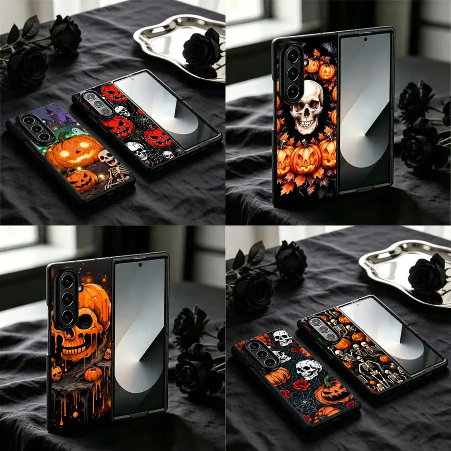 Halloween Pumpkin Skull Phone Shell Case for Samsung Galaxy Z Fold 8 Ultra Z Fold 7 6 3 ZFold7 ZFold5 Z Fold8Ultra ZFold6 ZFold4