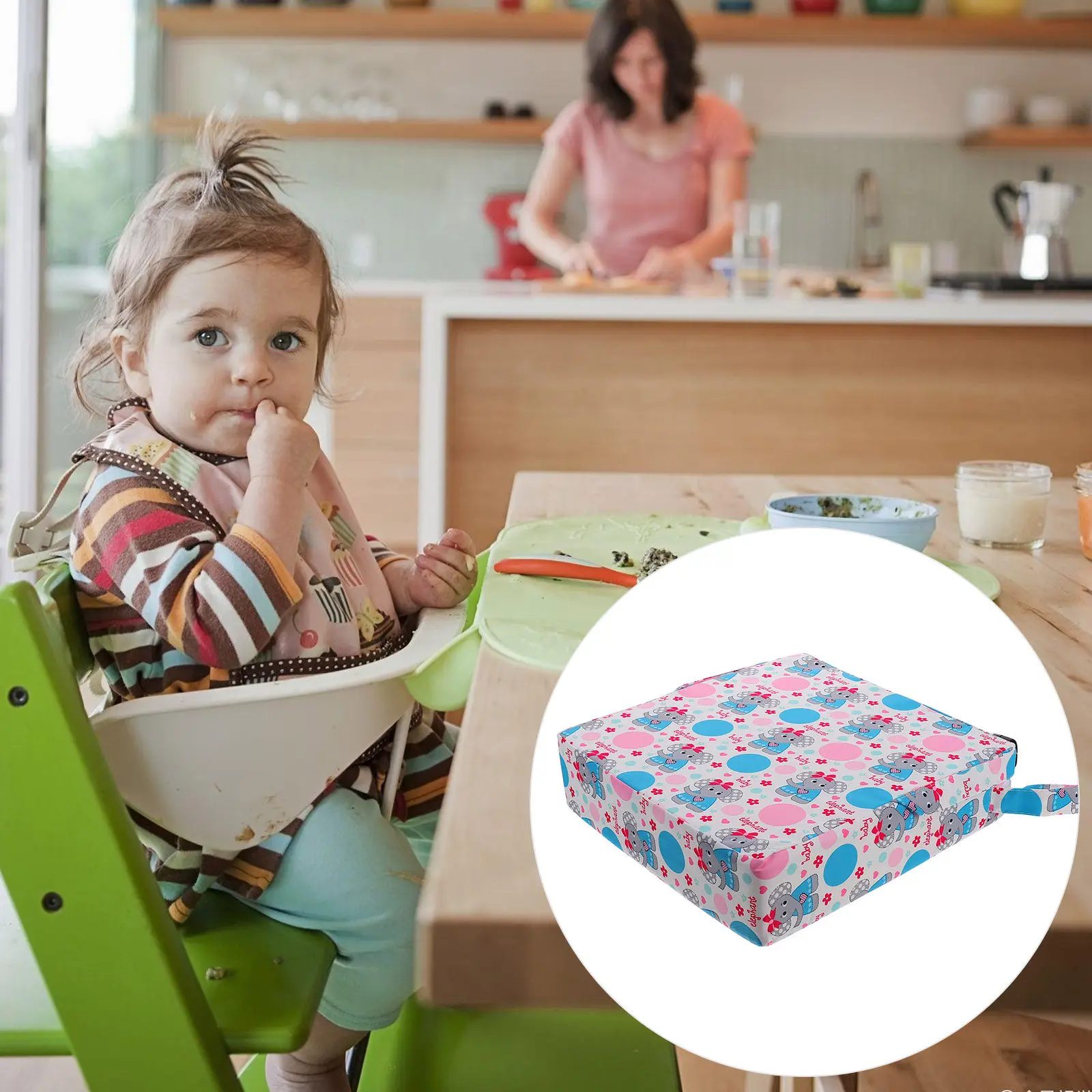 kids-dining-chair-cushion-waterproof-polyester-blue-cartoon-compact-design-easy-clean-suitable-chairs-safety-straps-toddler