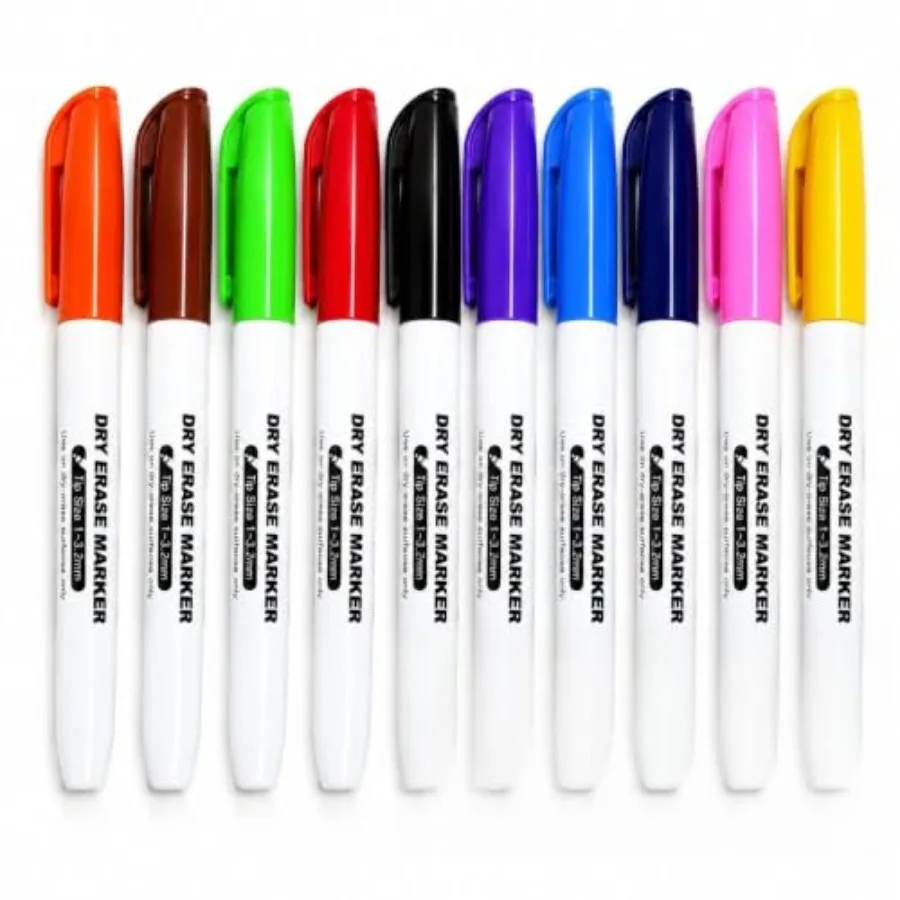 Dry Erase Markers 10 Pack, Smooth Writing and Ultra Clean Erase Whiteboard Markers with Fine Tip, Color-Coded Erasable Markers