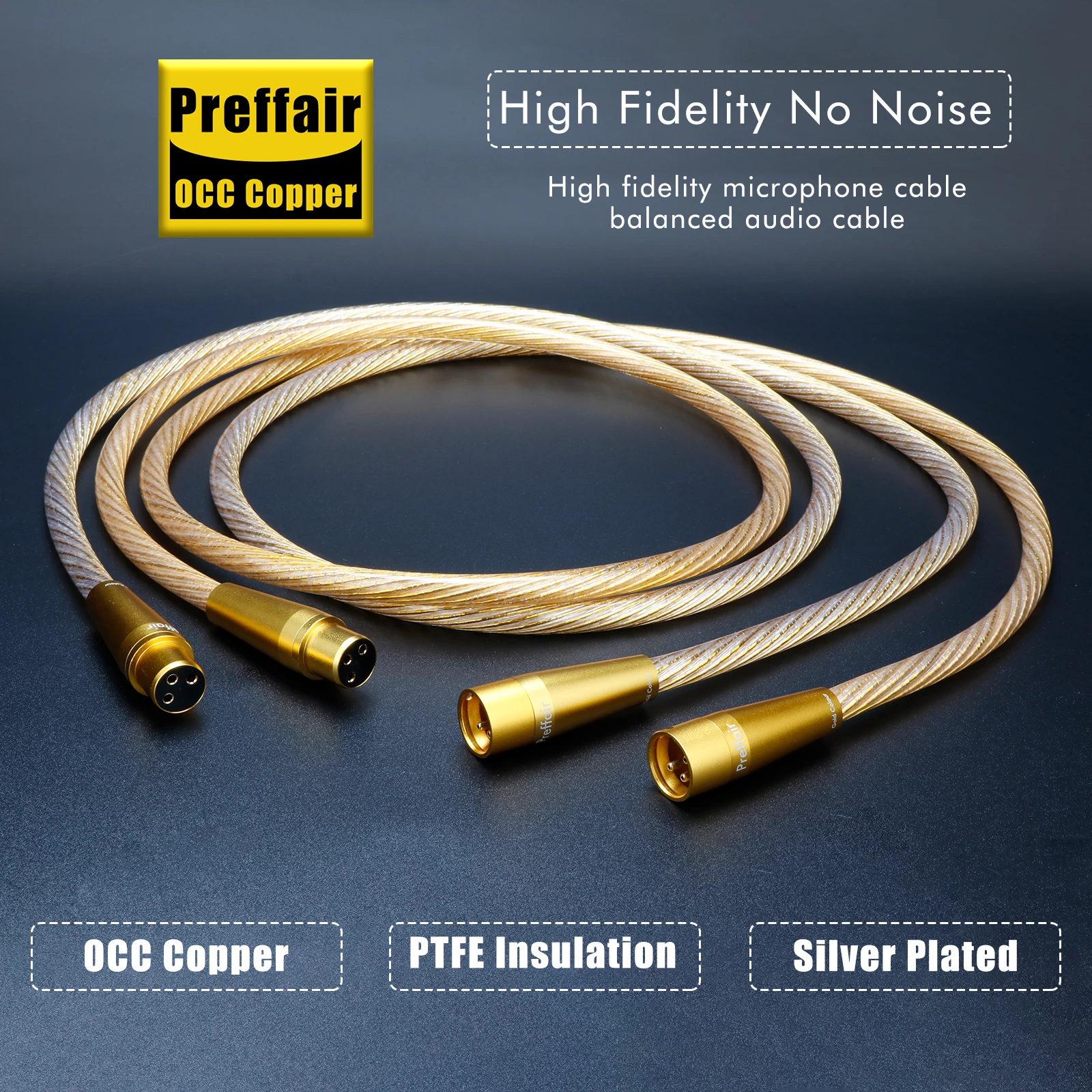 

Preffair X417 Hifi Gold XLR Audio Cable 8N OCC Gold Plated Audio Line with XLR Plug For Amplifier,DAC/DVD/CD Player