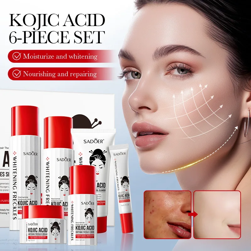 Kojic Acid Skin Care Set Facial Cleanser Face Cream Serum Eye Cream Toner Remove Dark Spots Whitening Anti Aging Beauty kit