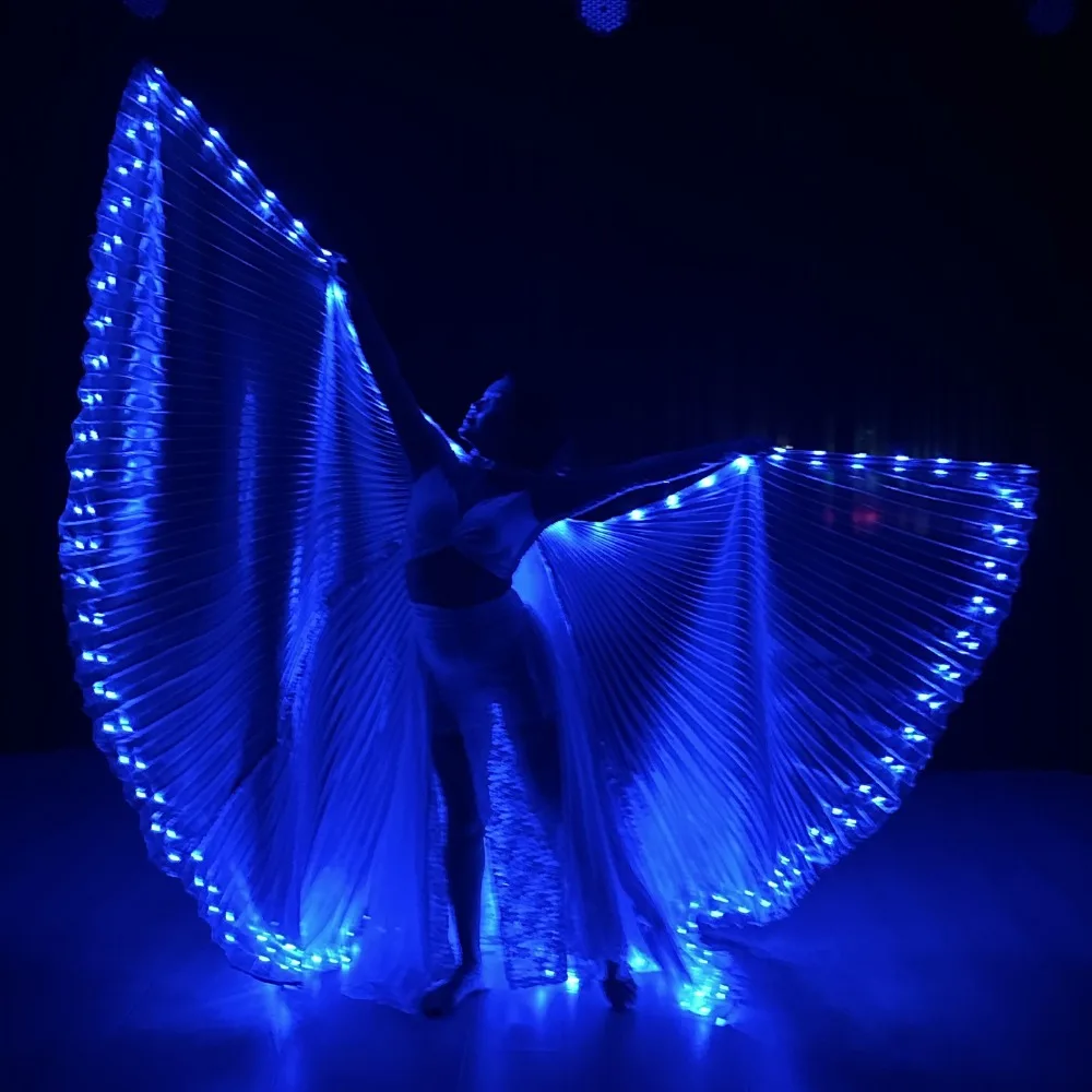LED إيزيس أجنحة كلا الجانبين الفلورسنت فراشة الرقص الشرقي أداء الرقص الشرقي كرنفال Led ازياء يظهر الرقص الشرقي