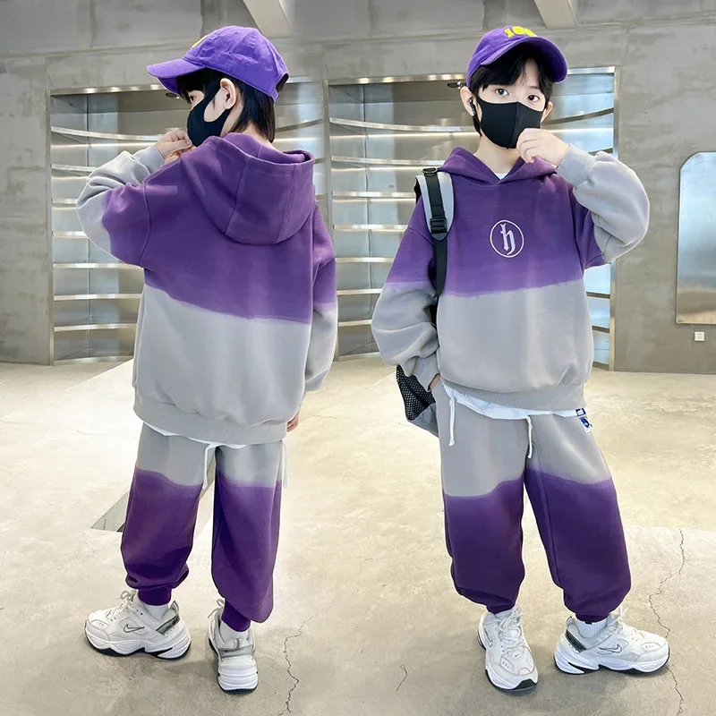 

Autumn Children Boys Hoodies Clothes Top and Sport Pants 2 Pieces Suit Teenage Boy Trendy Hooded Tracksuit Sweatshirt Outfit