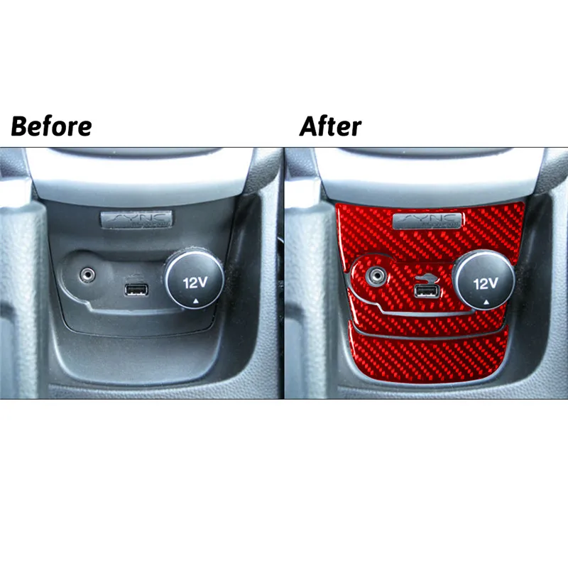 

For Ford Fiesta 2011 2012 2013 2014 2015 Carbon Fiber USB AUX Input Stickers Car Interior Decorative Accessories
