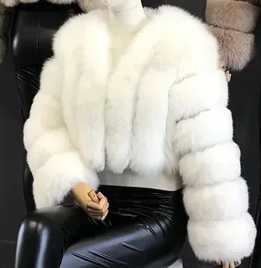 Autunno inverno cappotto di pelliccia di volpe sintetica di alta qualità donna elegante manica lunga caldo visone giacche corte cappotto di