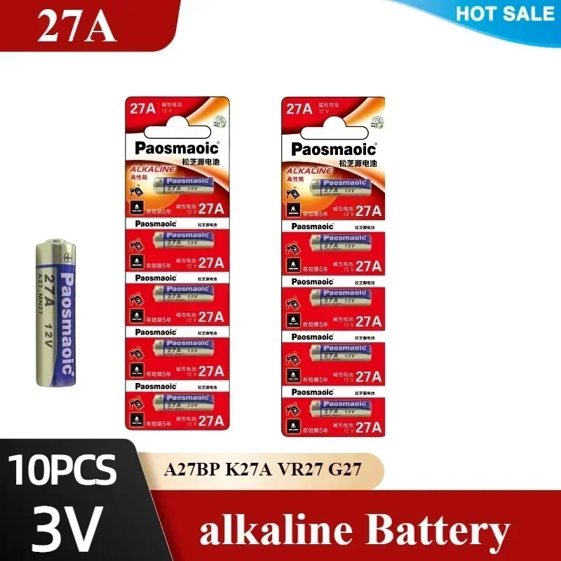 

Alkaline Battery A27BP 5pcs 27A 12V for Alarm Clock Wireless Mouse K27A VR27 MN27 R27A G27A MS27 GP27A L828 V27GA ALK27A