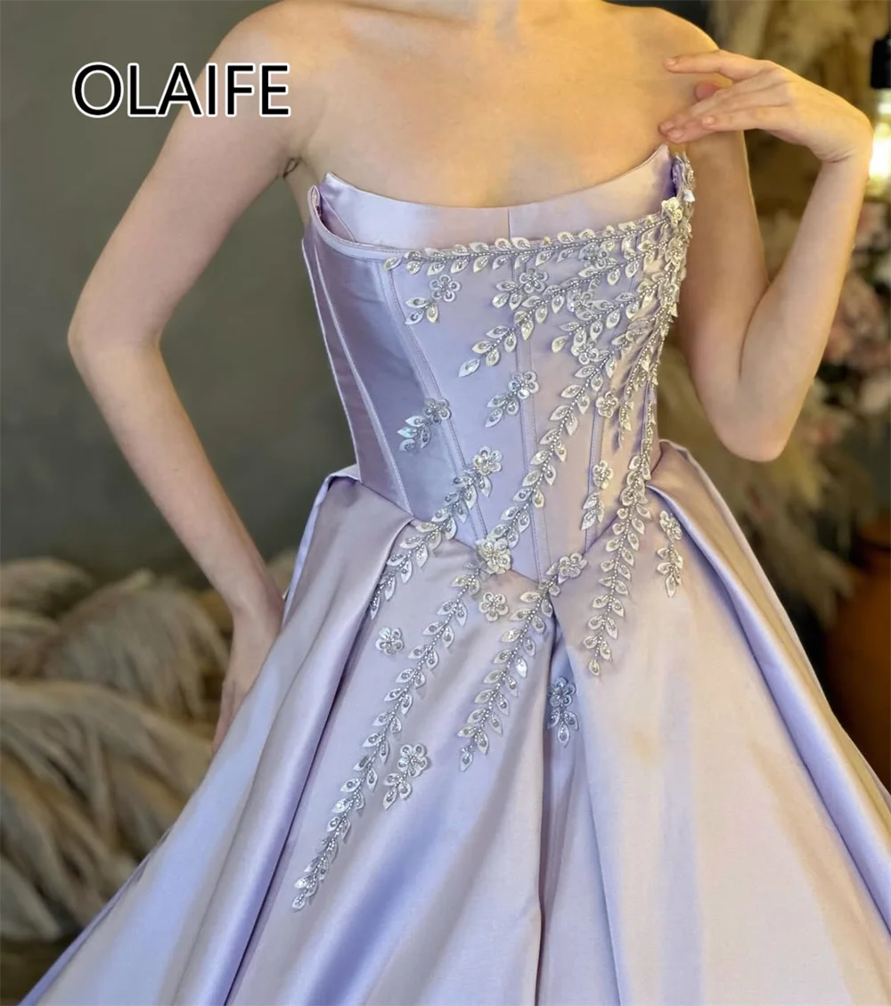 Vestido de fiesta de graduación para ocasiones especiales de satén sin tirantes de princesa, vestido de noche sin espalda con lentejuelas, corte de encaje personalizado