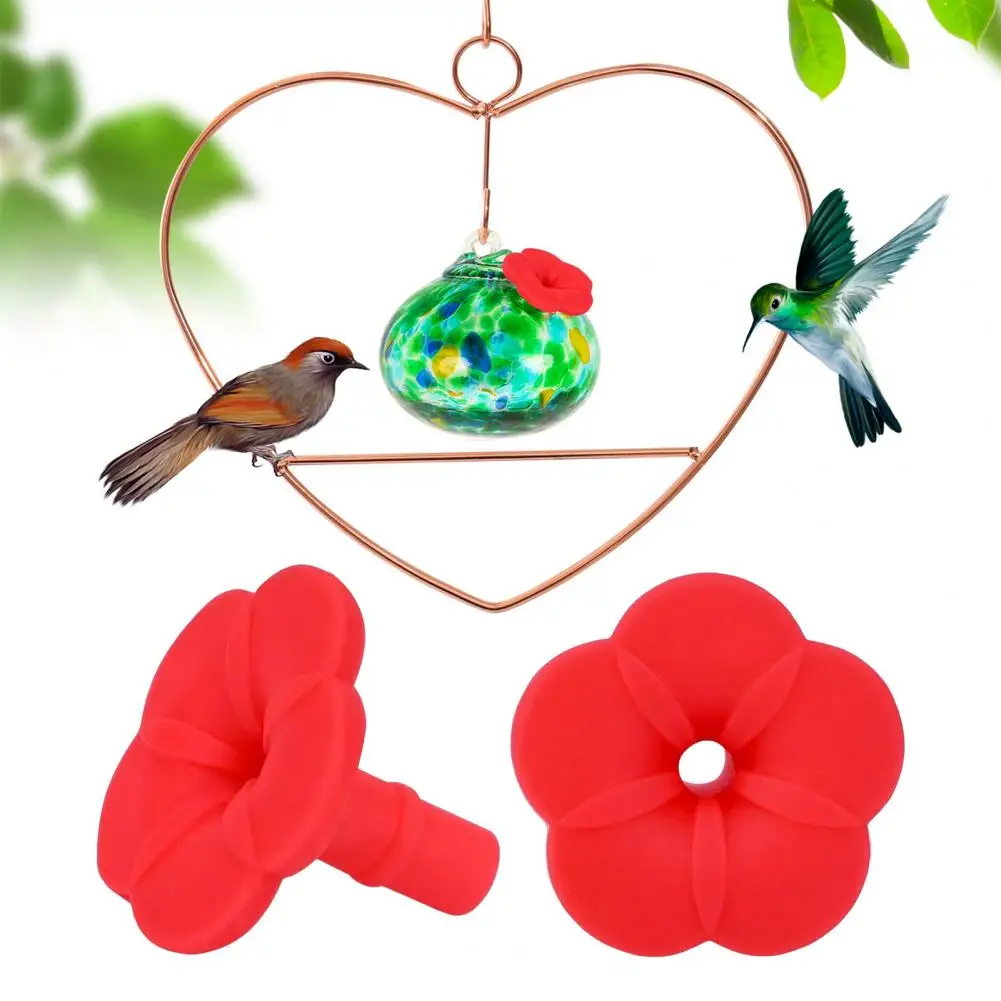 Hummingbird Feeder Flower Insert 4pcs Hummingbird Feeder Replacement Flowers Silicone Waterproof Bird Feeder Accessories