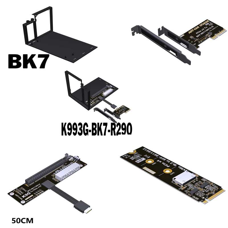 PCIe 5.0 X4 to OCuLink SFF-8611 M.2 External Graphic Dock 128 Gbps M.2 External Interface EGPU Adapter for NUC STX ITX