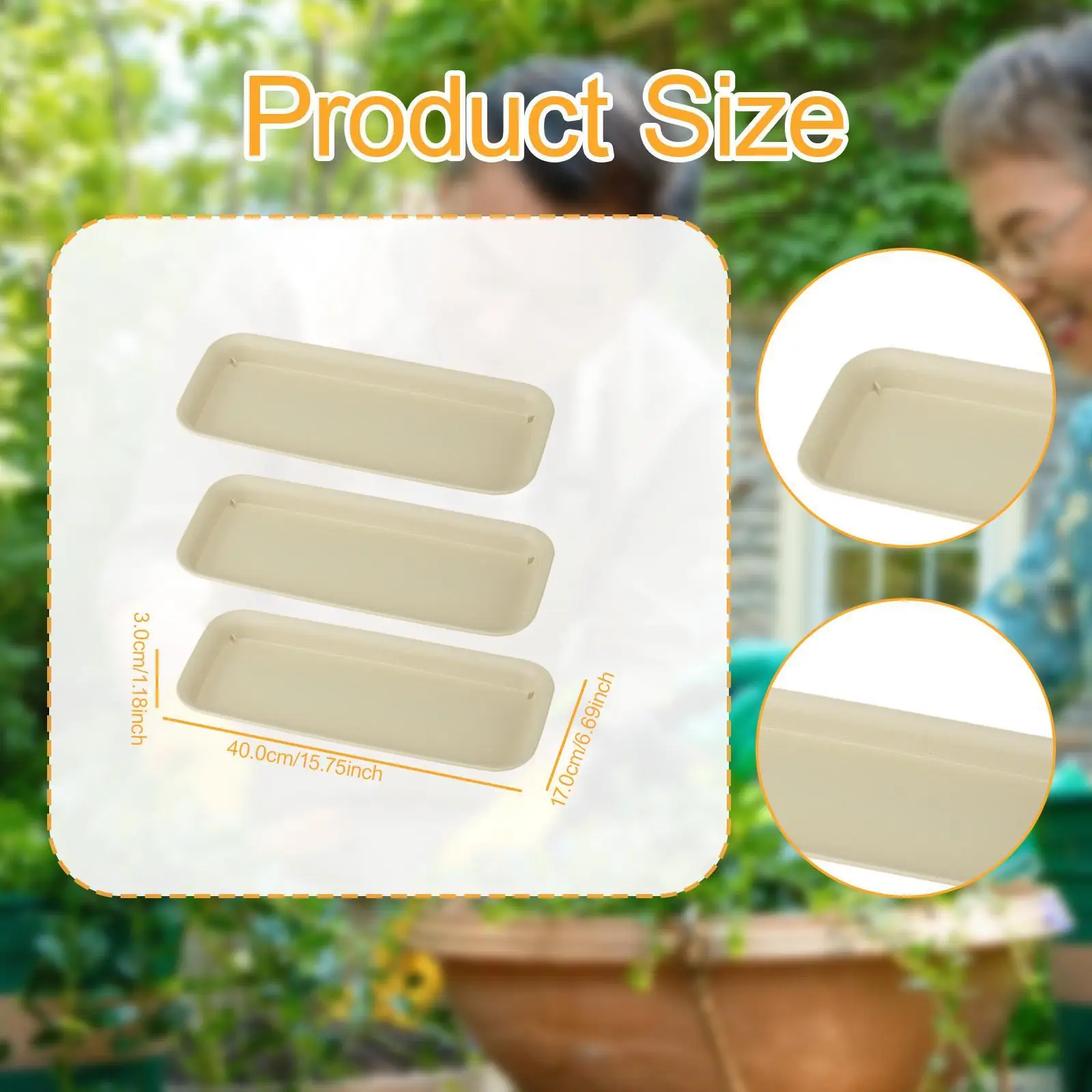 Rectangular Plant Tray Plastic Pot Saucer Water Drip Catcher for Indoor Plants Shelf Bedroom Office