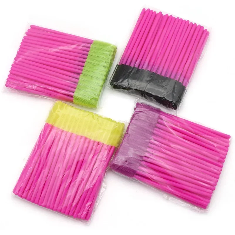50pcs Silicone Eyelash Brush Mascara Wands Applicator Eyebrow Comb Rod Spoolies Brushes Lash Extension Supplies Makeup Tools