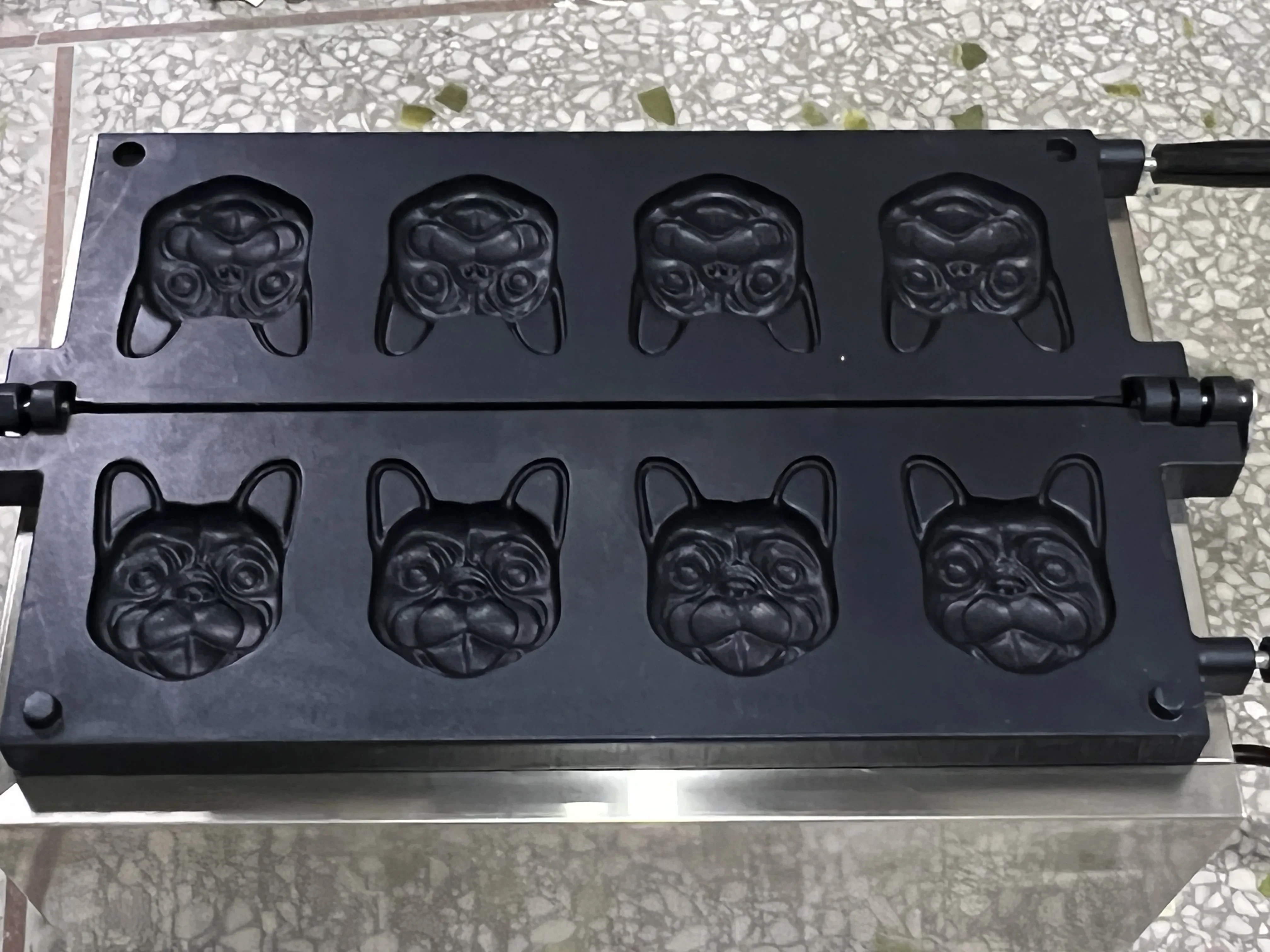 Commercial Cartoon Waffle Maker with Animal Shapes | 3000W Dual Voltage · Cat/Bunny Non-Stick Plates