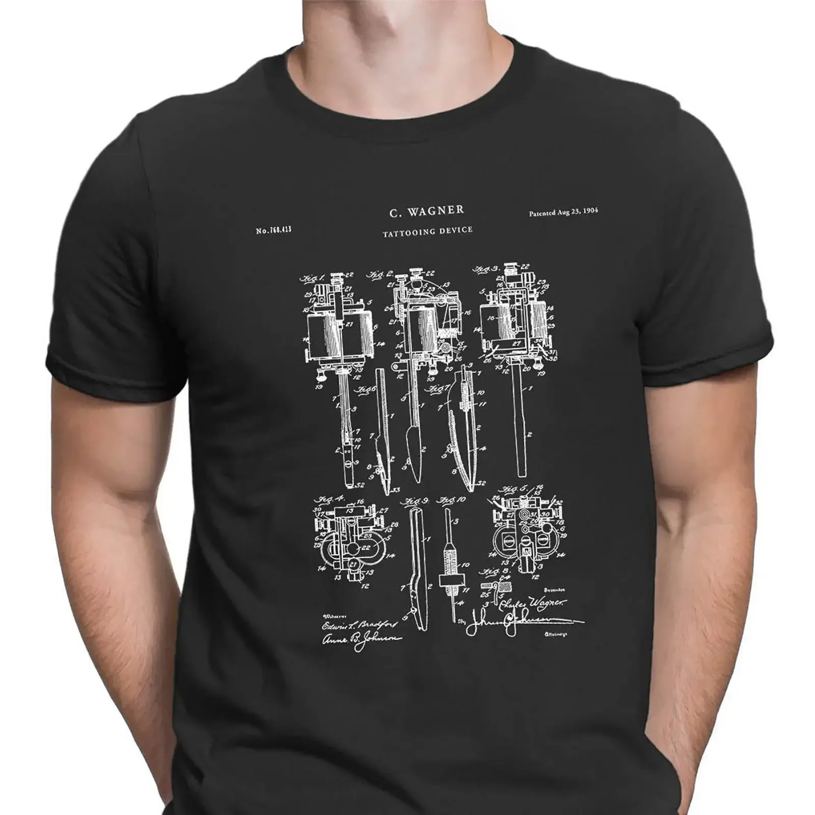 Tattooing Device 1904 Patent Print T Shirt Tattoo Artist PT735 vintage Washed designer clothes Breathable Soft Casual Stretched