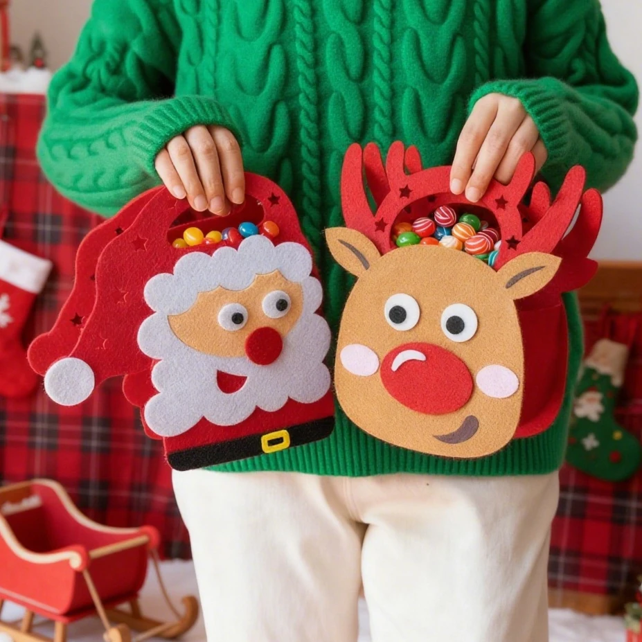 أكياس هدايا عيد الميلاد أكياس برباط صديقة للبيئة لهدايا الحلوى صندوق تخزين محمول لزينة الفاكهة وعيد الميلاد وحفلات الأطفال #5