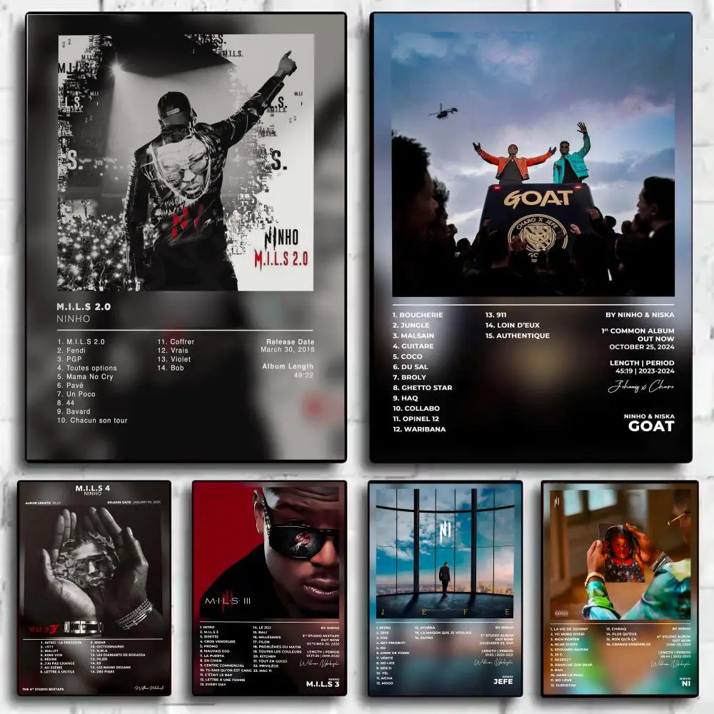 Famous Rapper N-Ninho Poster Modern Minimalist Wall Art Prints for Bedroom Living Room Aesthetic Contemporary Decor Gift