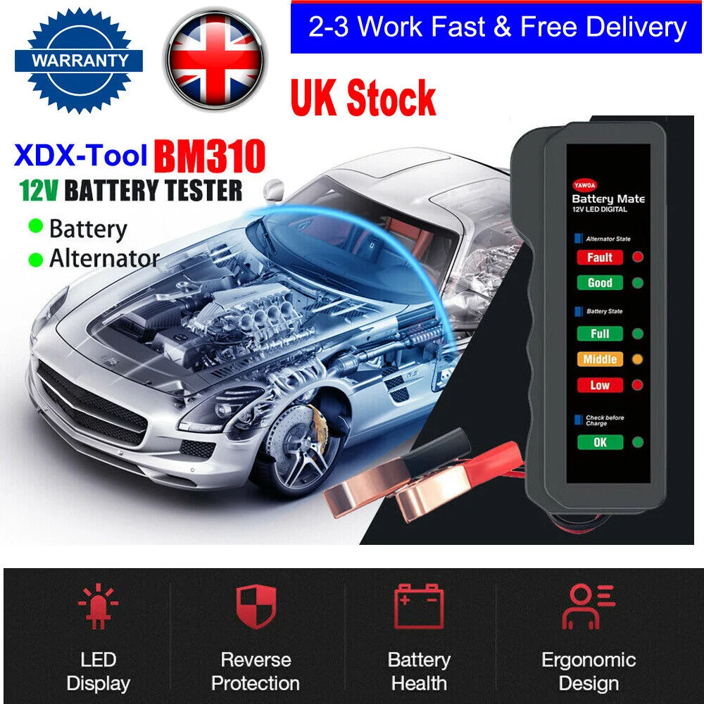 Ancel BM310 12V Car Battery Tester Alternator Charge Status Overload Health Diagnostic Tool Motorcycle Auto Battery Analyzer