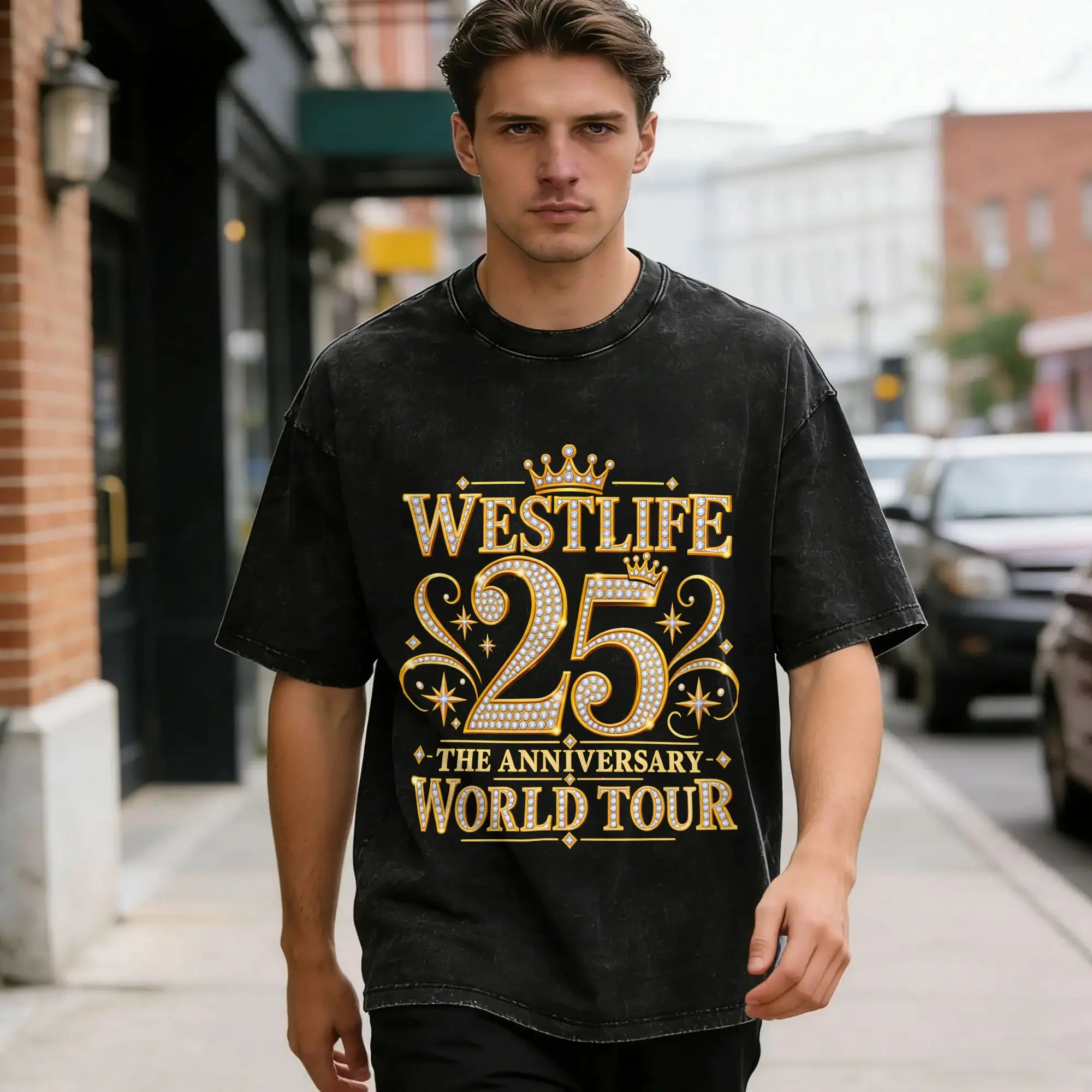 Westlife 25th Anniversary Tour 2026 T-Shirt for Men  Awesome 100% Cotton Tees Round Collar Short Sleeve T Shirts Clothing