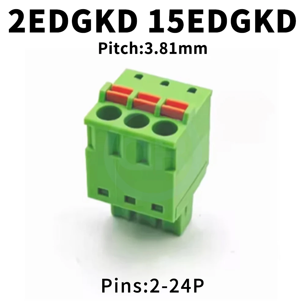 (10 pcs) KF 2EDGKD-3.81mm Screwless Terminal Block 15EDGKD 3.81mm Plug PCB Solderless Terminal Block KF15EDGKD 3.81 2~24P