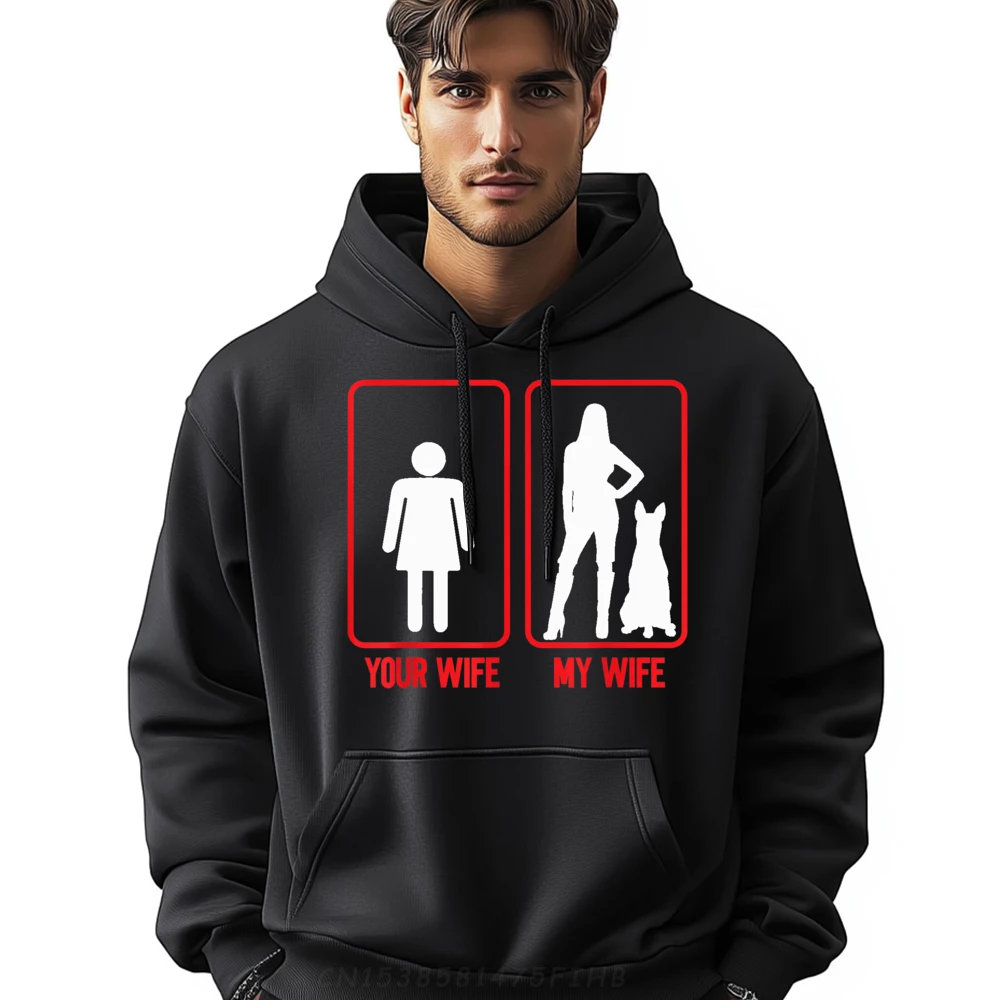 Belgian Malinois My Wife Belgian Funny Long Sleeve Gift Hoodies O Neck Man Hoodies Slogan Hoodies Father Day