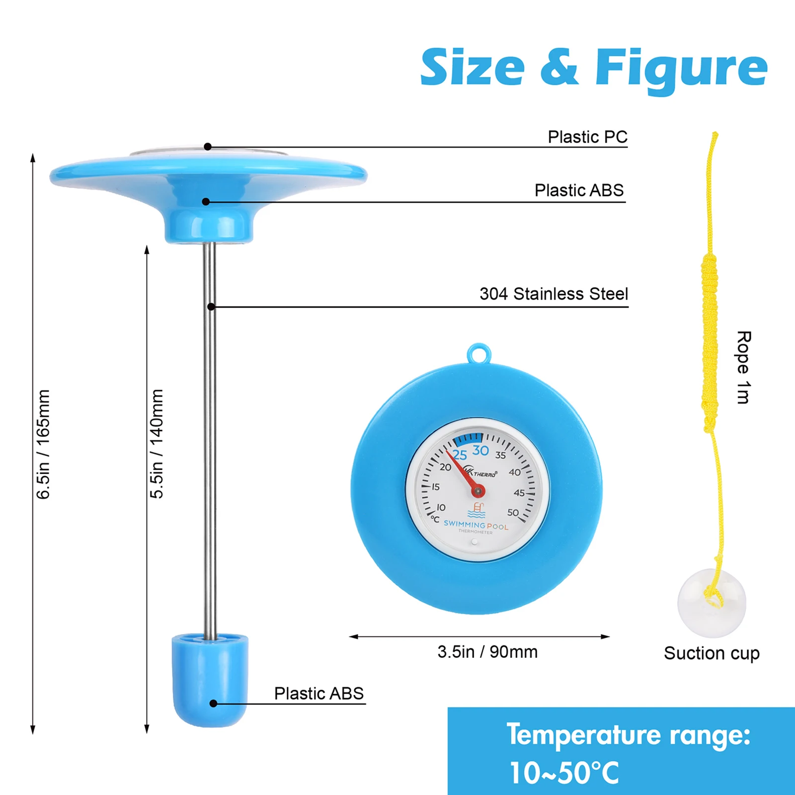 Picture 5: Floating Pool Thermometer 10-50°C,Swimming Pool Thermometer,Poolside Thermometer,Hot Tub Thermometer,Best Pool Thermometer