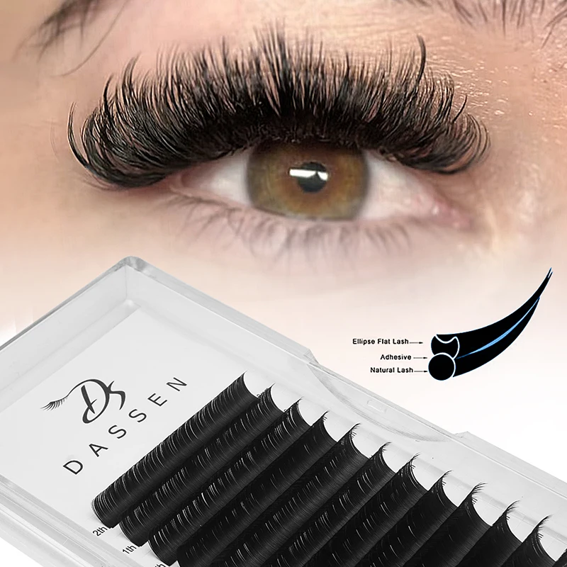 Dassen Flat Lashes Extensions for Professionals Flat Lashes Split Tips Professional Soft Flat Lashes C/D Curly