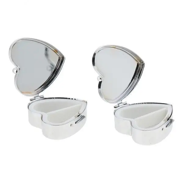 

Pretty Portable Pillbox with 2 Compartments and Mirror for Purse Vitamins Medications Travel Use