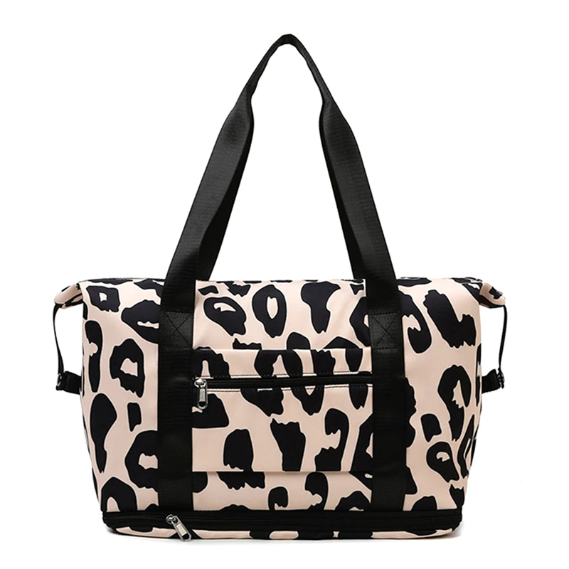 Bolsa de viaje con patrón de vaca para mujer, bolso de gran capacidad, separación seca y húmeda, bolsa de equipaje de Fitness de ocio, bolsa de