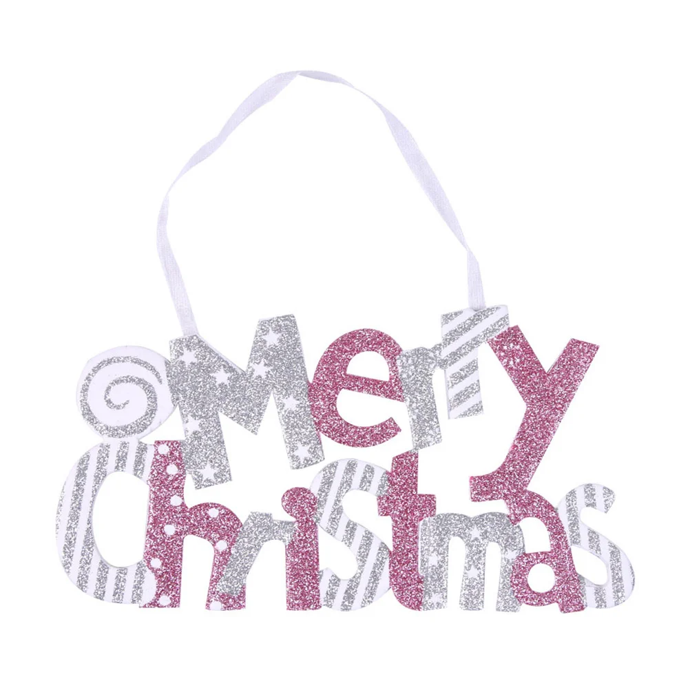 

4Pcs Christmas Plastic Hanging Decoration Glitter Letter Design Door Sign Bedroom Hanging Ornament Festive Home Decor
