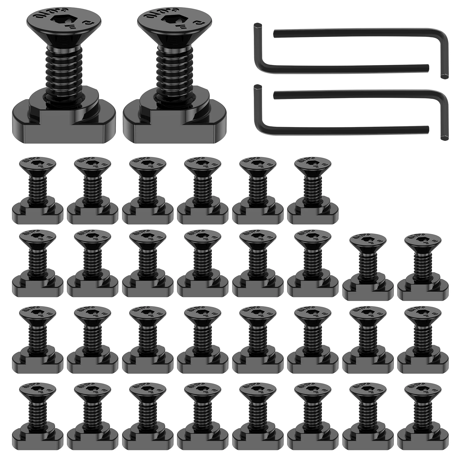 40Pcs Mlok Screw and Nut Set with 4 Allen Wrench 12mm Steel M-Lok Rail Mount Screw and T-Nut Kit Rustproof T Nut Screw