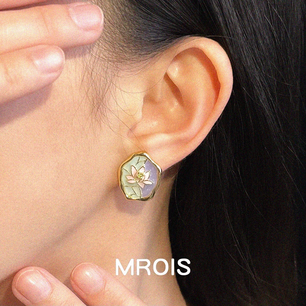 Monet Garden~ Original French retro drip glaze earrings, niche artistic temperament earrings for women