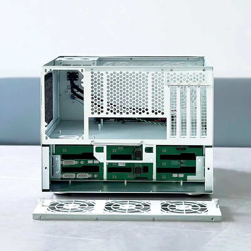 Home Server 9-Bay NAS Enclosure, Hot-Swap with 12Gb Backplane, ATX/MATX Compatible, Magnetic Dust Cover JMCD9S2