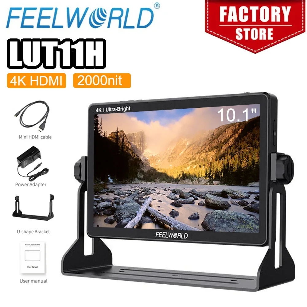 FEELWORLD LUT11H 10.1Inch DSLR Camera Field Daylight Viewable Director Video Monitor 2000nits IPS Touch Screen 1920x1200